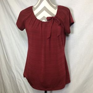 Vintage Suzie Women’s Burgundy Tie Scoop Neck Top